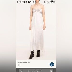 silver maxi dress Rebecca Taylor lamè pleated  size 14 nwt (see description)